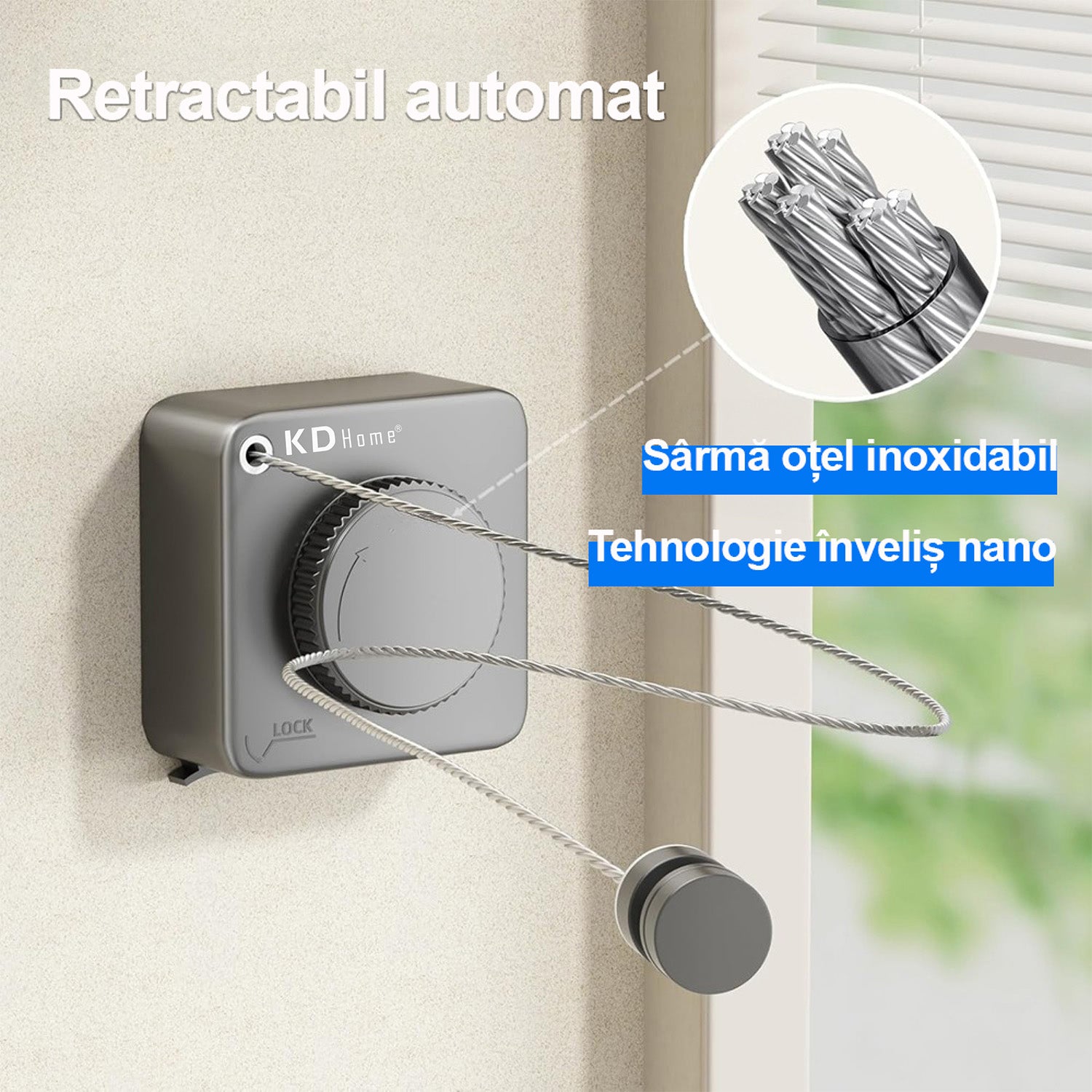 Sarma Pentru Uscare Rufe Retractabila KD Home FlexiCord Sarma Pentru Uscare Rufe Retractabila KD Home FlexiCord